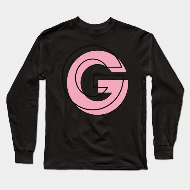 G Letter Initial Monogram Girly Pink Minimal Long Sleeve T-Shirt by Asilynn